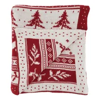 Red and White Stripe Reindeer Christmas Knit Throw