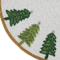 Round Beaded Christmas Tree Placemats, Set of 4