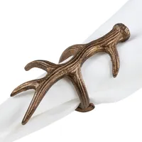 Bronze Reindeer Antler Napkin Rings, Set of 4