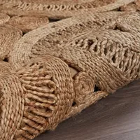 Floral Fantasy Hand Braided Jute Area Rug, 4x4