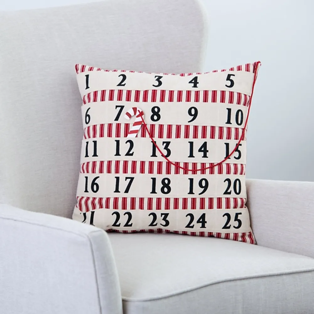 Kirkland's Candy Cane Advent Calendar Christmas Pillow | Hamilton Place