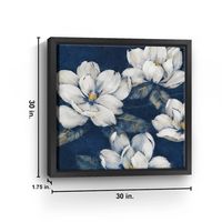 Magnolias Indigo Framed Giclee Canvas Art Print