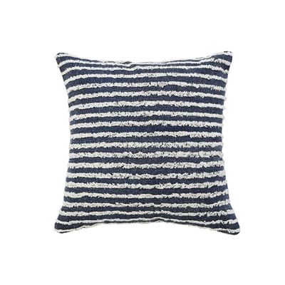 Blue Wispy Ways Tufted Stripes Cotton Pillow