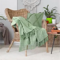 Green Diamond Tufted Cotton Throw