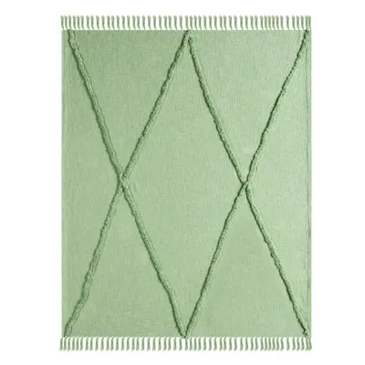 Green Diamond Tufted Cotton Throw