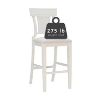 White Wood and Rattan Upholstered Bar Stool