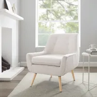 Ivory Faux Sherpa Tufted Accent Chair