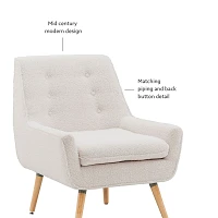 Ivory Faux Sherpa Tufted Accent Chair