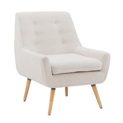 Ivory Faux Sherpa Tufted Accent Chair