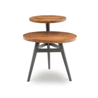 Industrial Two-Tiered Gunmetal Accent Table