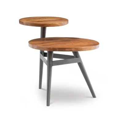 Industrial Two-Tiered Gunmetal Accent Table