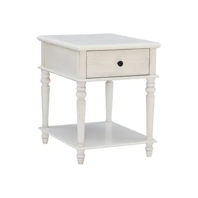 Rustic White Turned Legs Accent Table