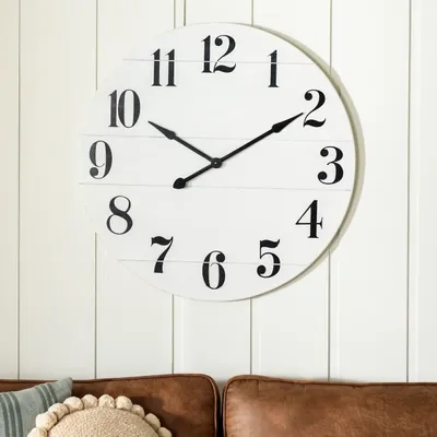 Jake White and Black Wooden Wall Clock