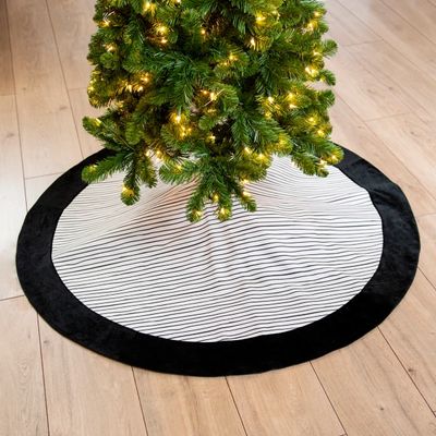 Black and White Stripe Christmas Tree Skirt