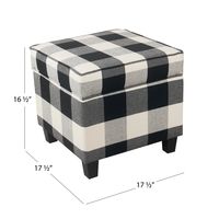 Cream Buffalo Plaid Upholstered Storage Ottoman