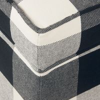 Cream Buffalo Plaid Upholstered Storage Ottoman