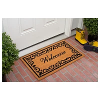 Tan and Black Scroll Welcome Doormat, 48x30 in.