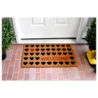 Tan and Black Welcome Heart Doormat