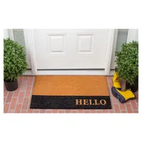 Black Hello Bold Stripe Coir Doormat, 24 in.