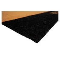 Black Hello Bold Stripe Coir Doormat, 24 in.