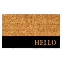 Black Hello Bold Stripe Coir Doormat, 24 in.