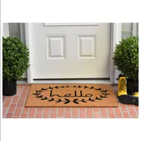 Tan and Black Evergreen Hello Doormat, 36x24 in.