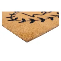 Tan and Black Evergreen Hello Doormat, 36x24 in.