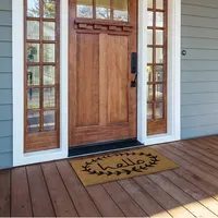 Tan and Black Evergreen Hello Doormat, 36x24 in.