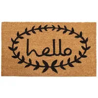 Tan and Black Evergreen Hello Doormat, 36x24 in.