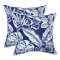 Navy Tropical Foliage 2-pc. Outdoor Pillows