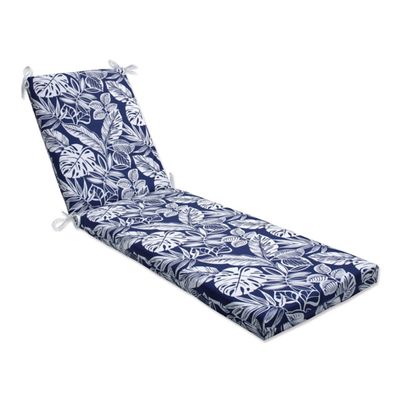 Navy Tropical Foliage Outdoor Chaise Cushion