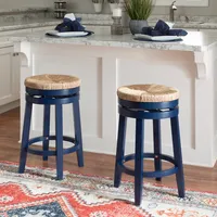 Navy Blue Swivel Frame Counter Stool