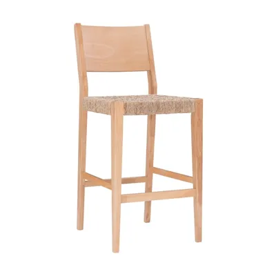 Earthy Basketweave Rubberwood Bar Stools, Set of 2