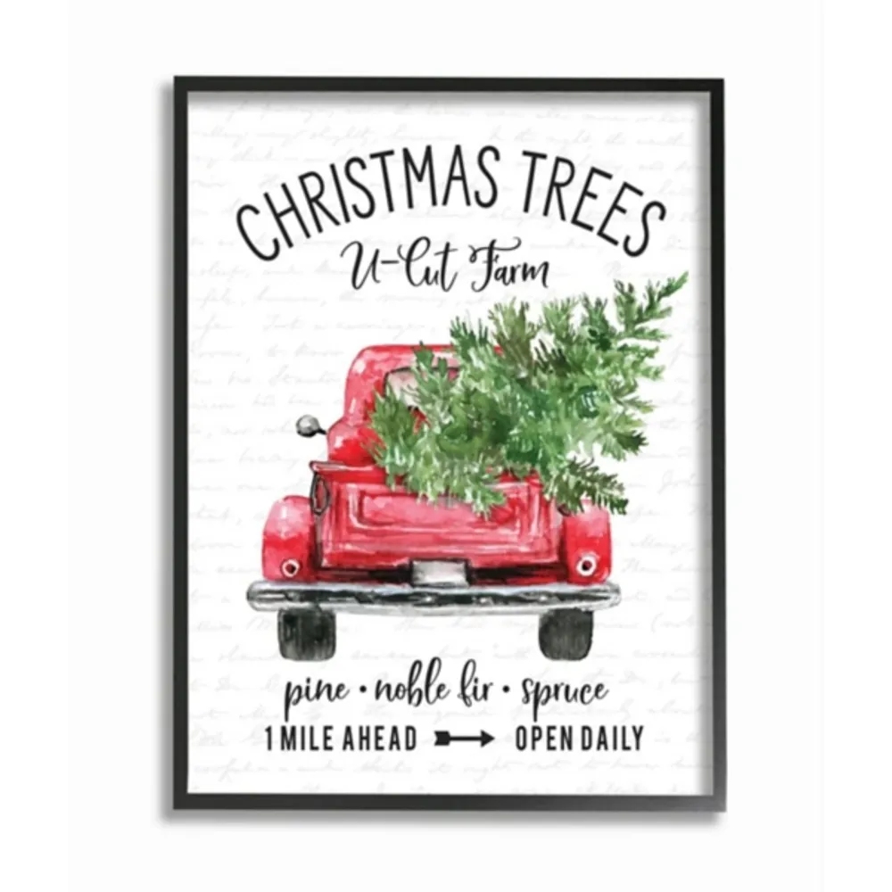 Red Truck Winter Pine Christmas Tree Wall Plaque