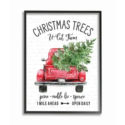 Red Truck Winter Pine Christmas Tree Wall Plaque