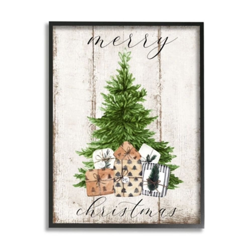 Distressed Merry Christmas Tree Wall Plaque