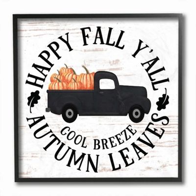 Happy Fall Y'all Pumpkin Truck Framed Wall Plaque