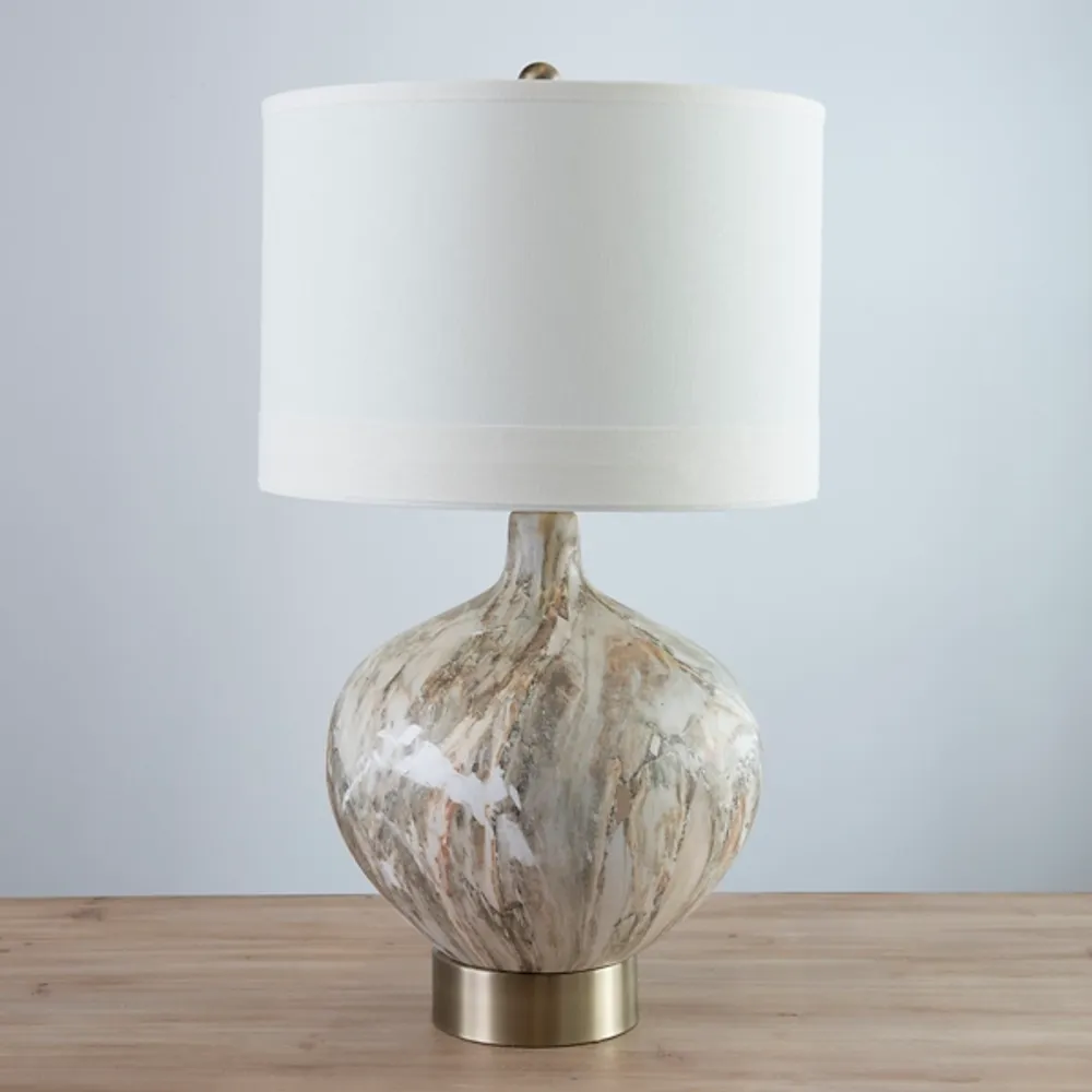 Gold Pistachio Swirl Gourd Table Lamp