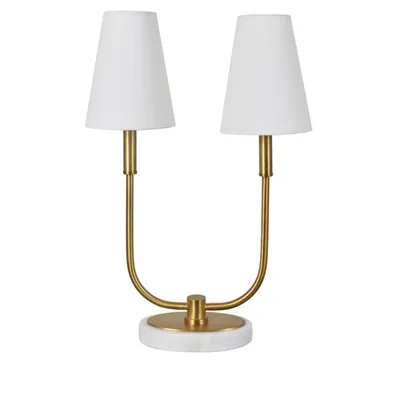 Marble and Gold Twin Shade Table Lamp