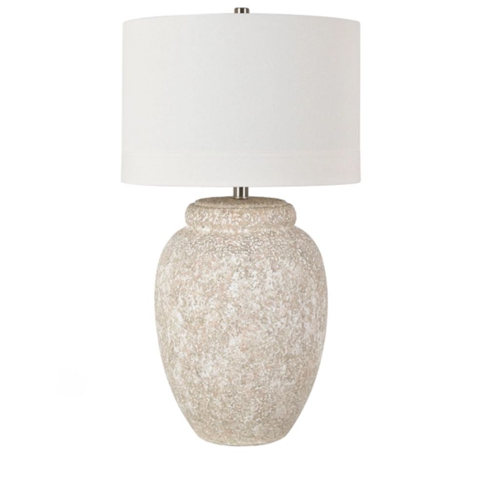 White Brush Textured Table Lamp