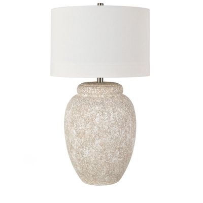 White Brush Textured Table Lamp