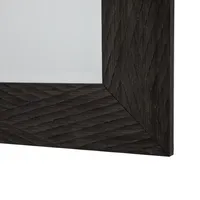 Brown Wood Framed Beveled Edge Wall Mirror