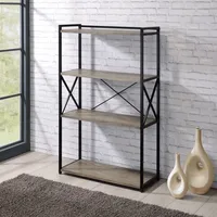 Gray Finish X Frame Open Shelf Bookcase