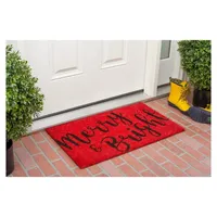 Red Black Merry and Bright Coir Doormat