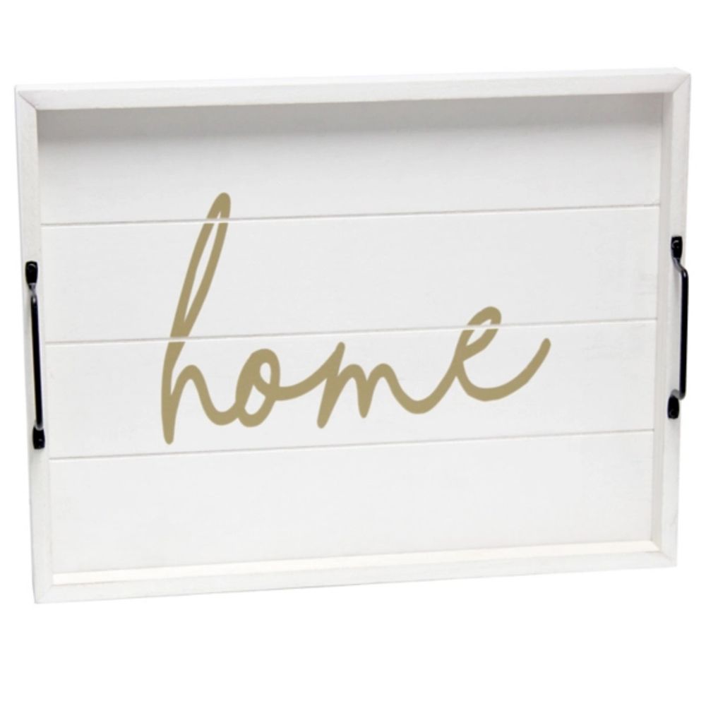 Home White Wash Wood Tray