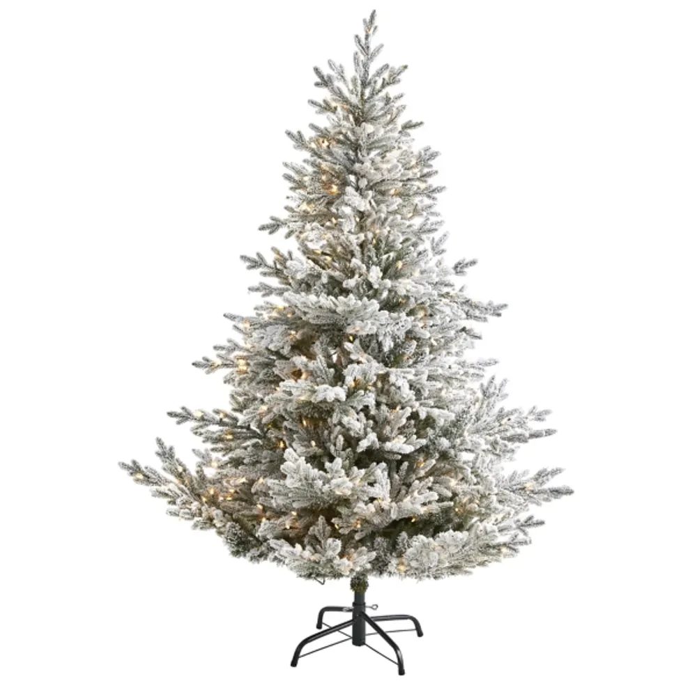 6 ft. Clear Lit Flocked Fraser Fir Christmas Tree