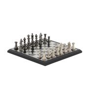 Black and Gray Beveled Board Aluminum Chess Set