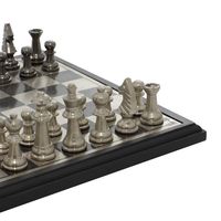 Black and Gray Beveled Board Aluminum Chess Set