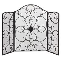 Black Scroll Work Metal Fireplace Screen