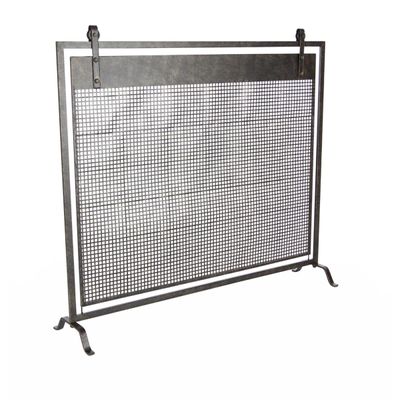 Black Metal Mesh Fireplace Screen